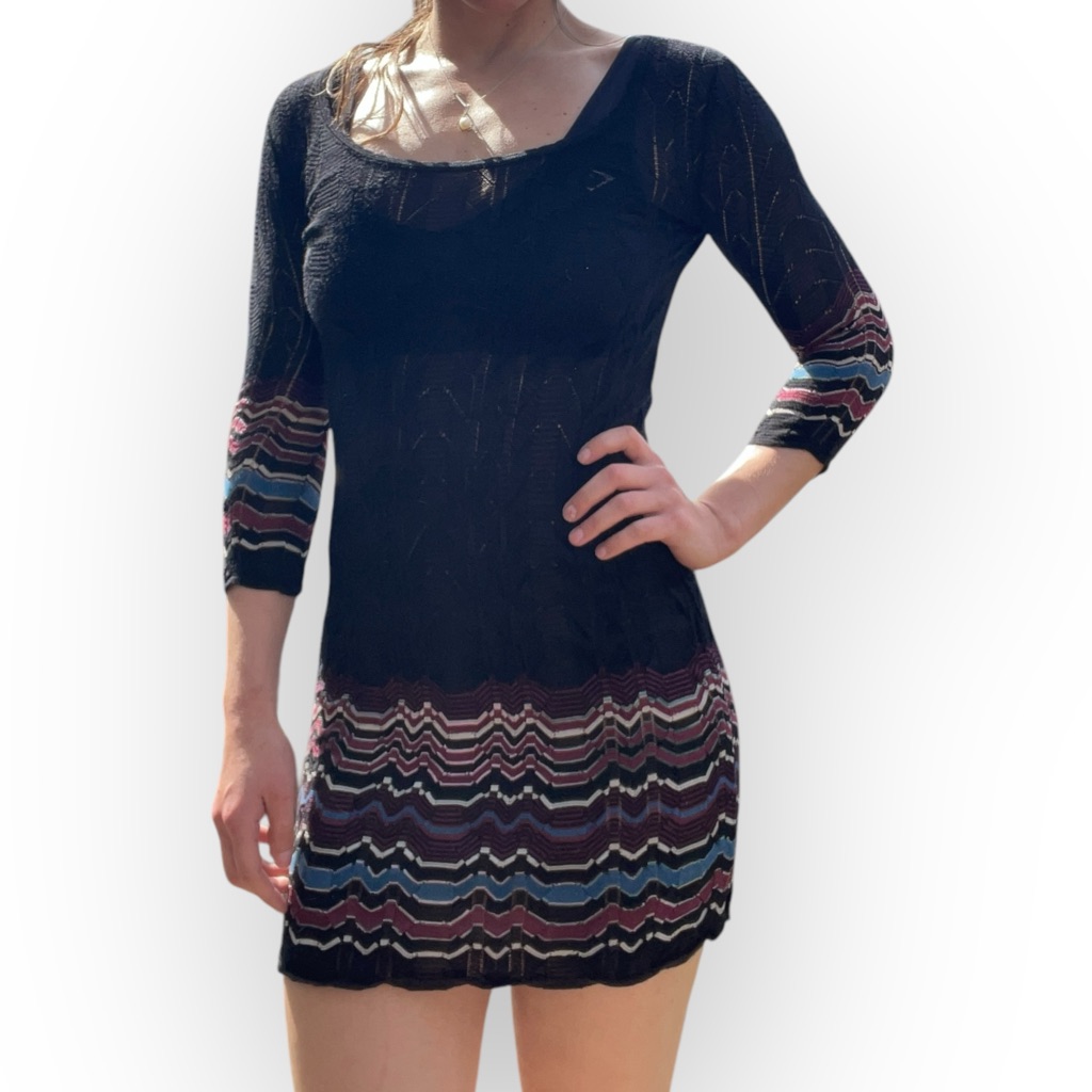 M Missoni Black Wool Knit Sheath Dress Medium